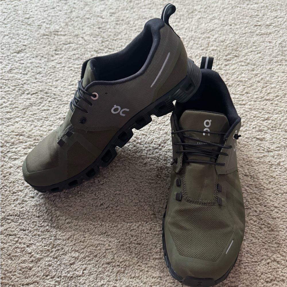 On Running Olive Green and Black Cloud Sneakers